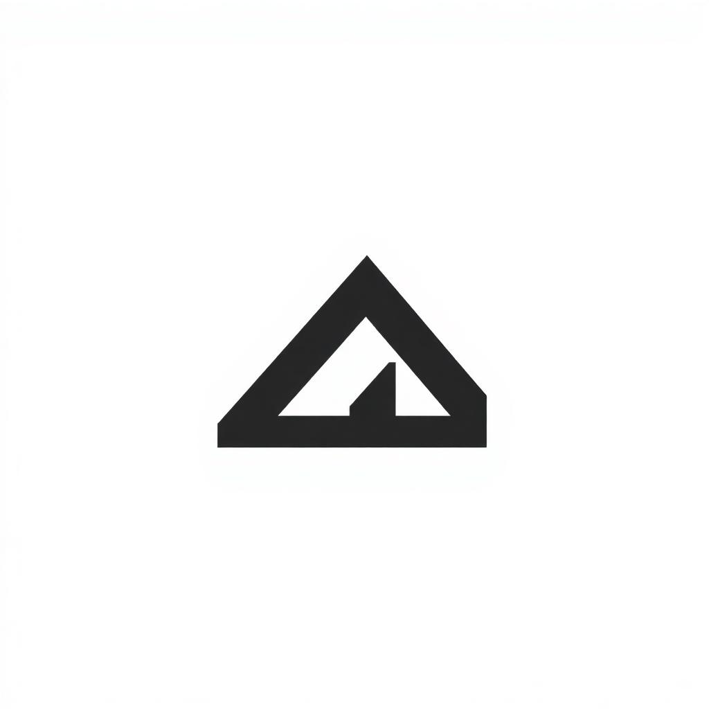 Minimal geometric brand mark in charcoal