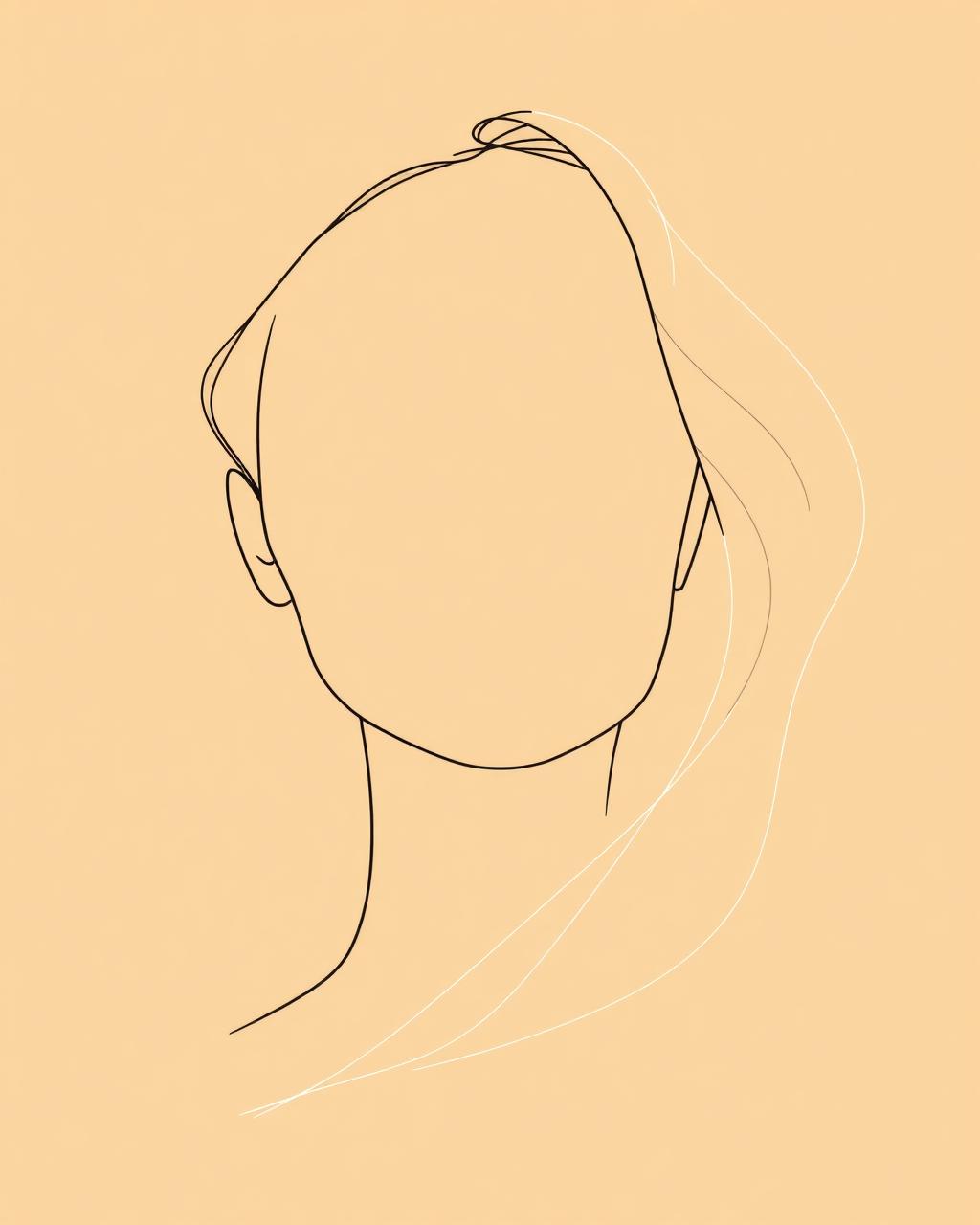 Faceless editorial portrait line illustration