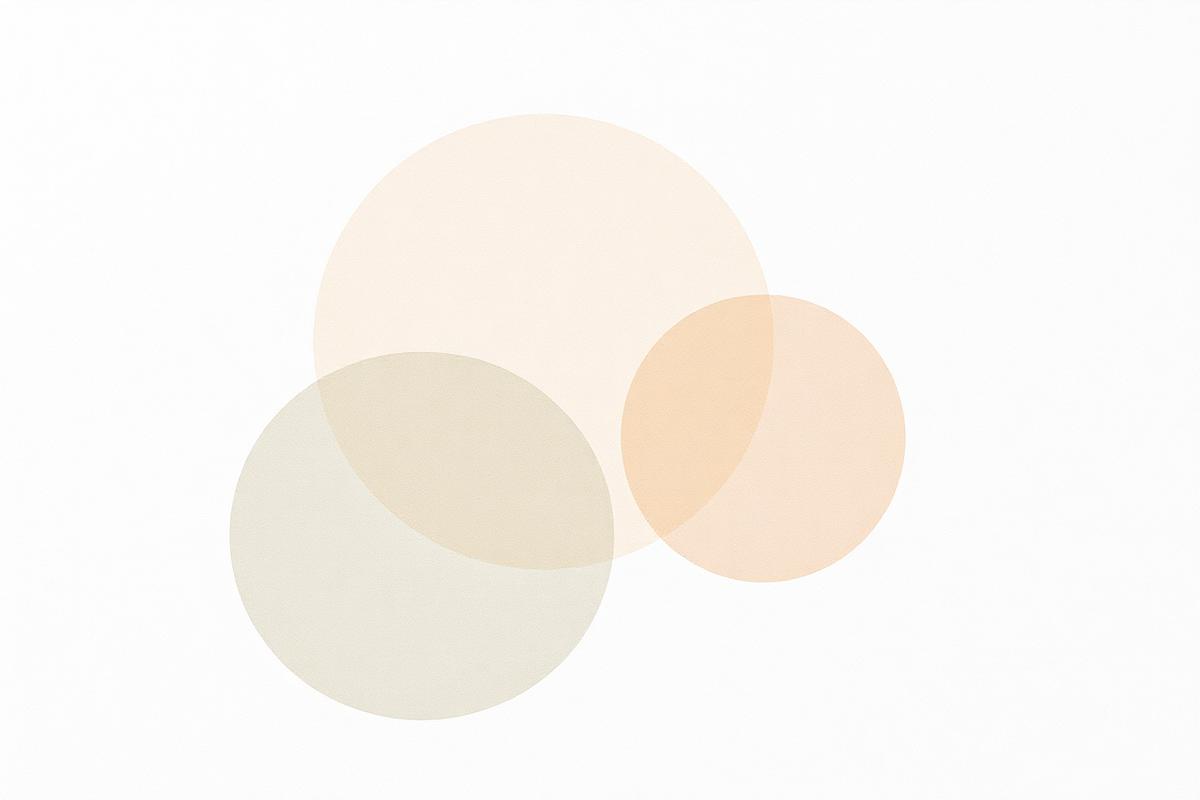 Overlapping translucent circles in soft neutrals