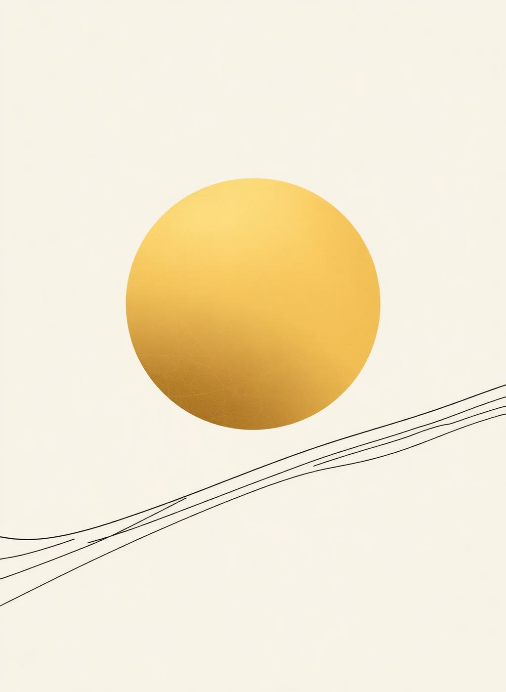 Gold circular form above fine linework