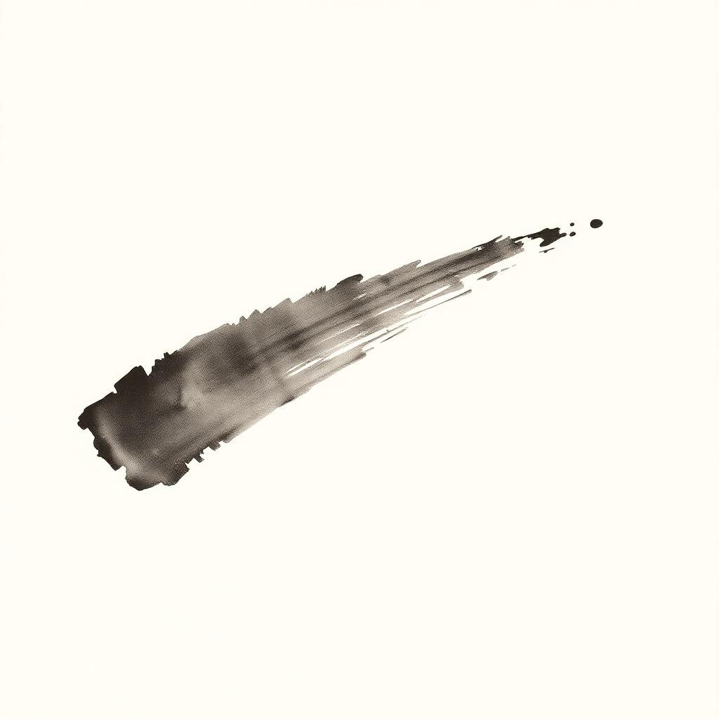 Single charcoal ink brush stroke