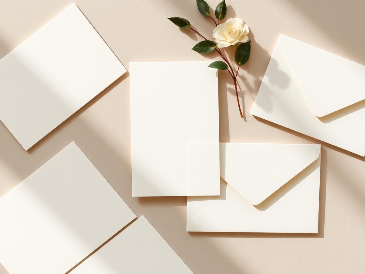 Blank cream stationery flat lay