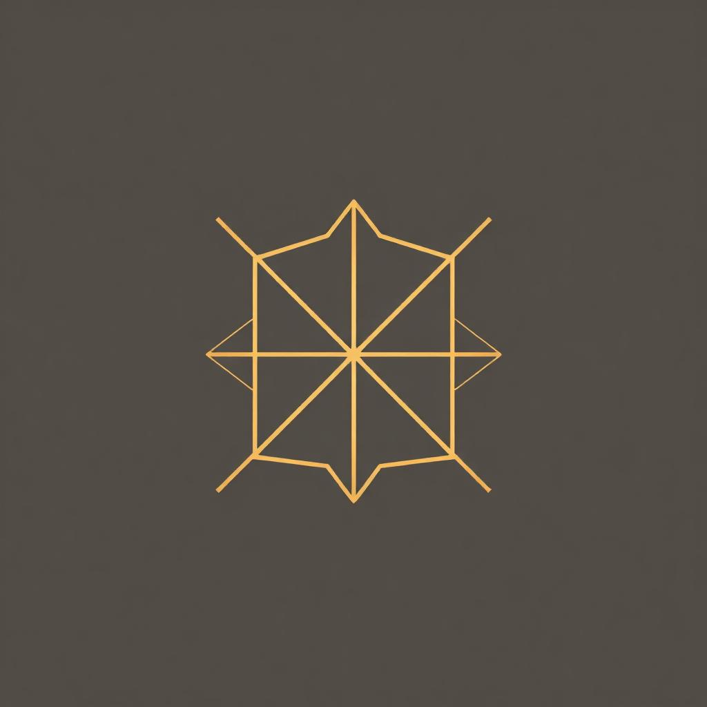 Fine gold line emblem on warm grey